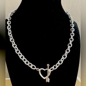 Silver Chunky Heart Pendant Necklace